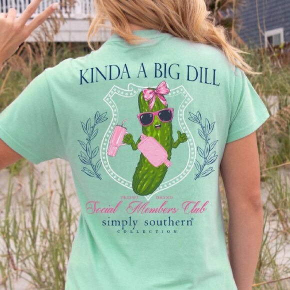 Simply Southern Kinda A Big Dill Short Sleeve T-Shirt - NEW Fast Ship - Picture 1 of 6